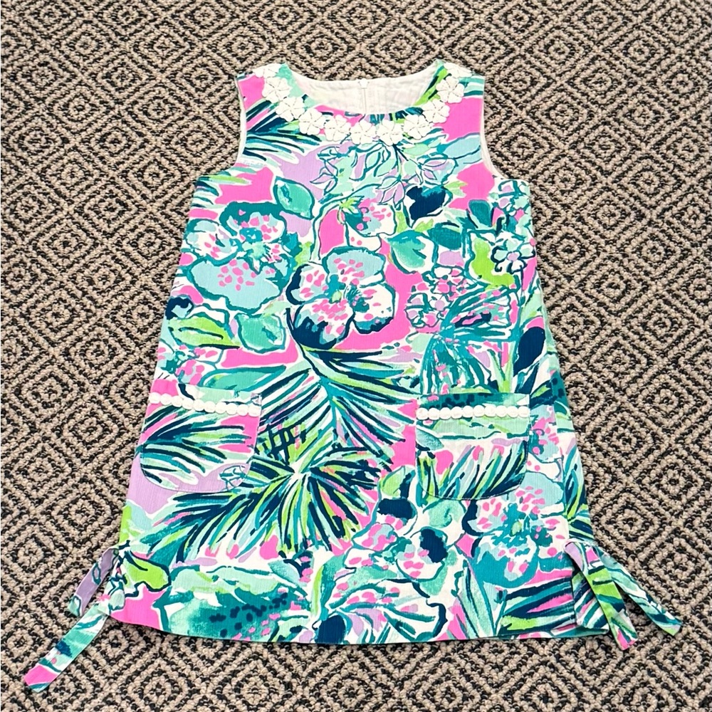 🎉 EUC 🎉 Lily Pulitzer Sz 5 Floral Shift Dress in Pink, Aqua & Green